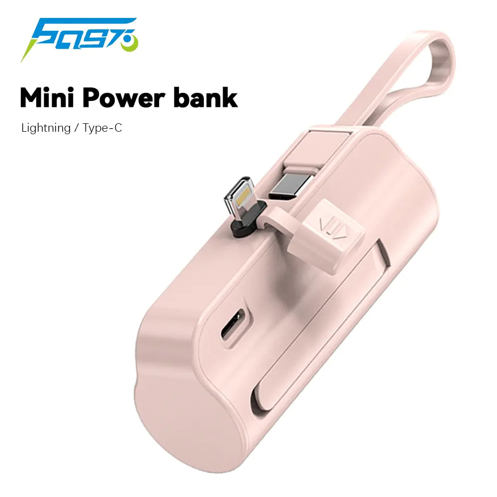 Power Bank 5000mAh Built in Cable.